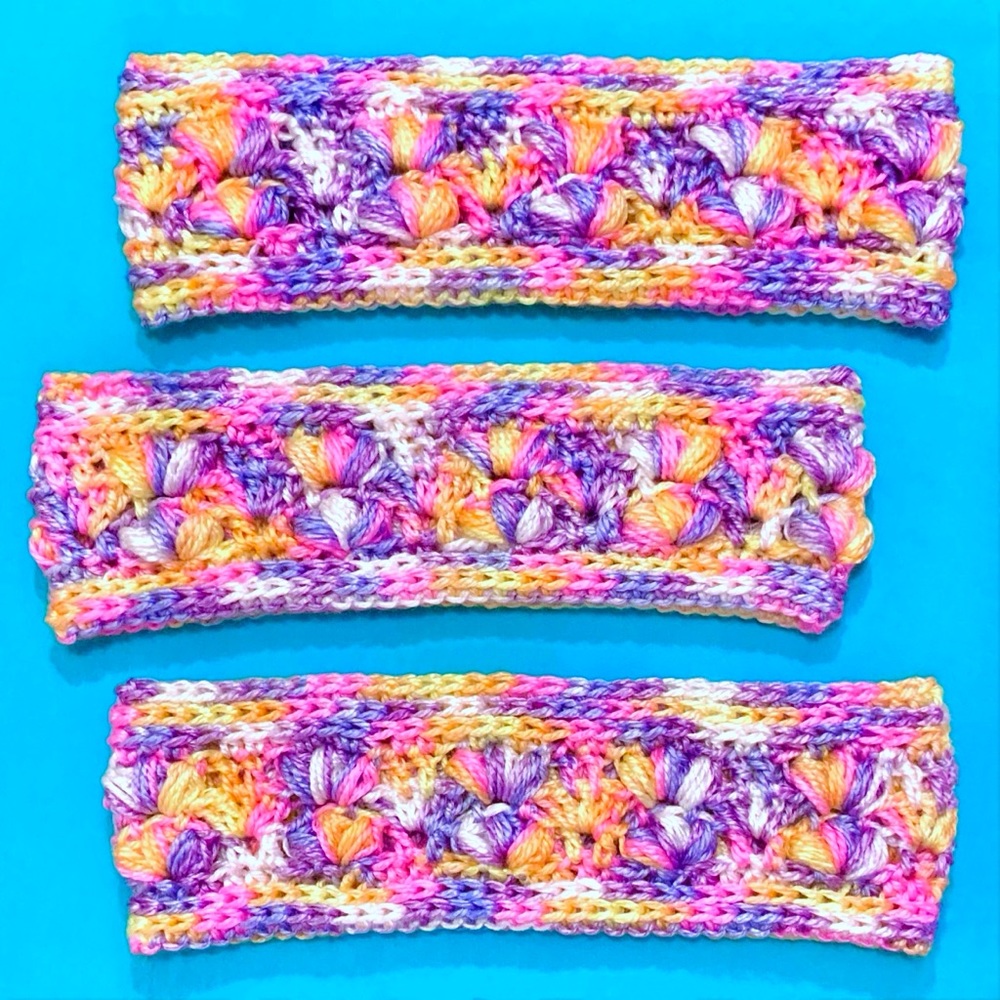 90s Barbie Ear Warmer Crochet Handmade Pink Purple